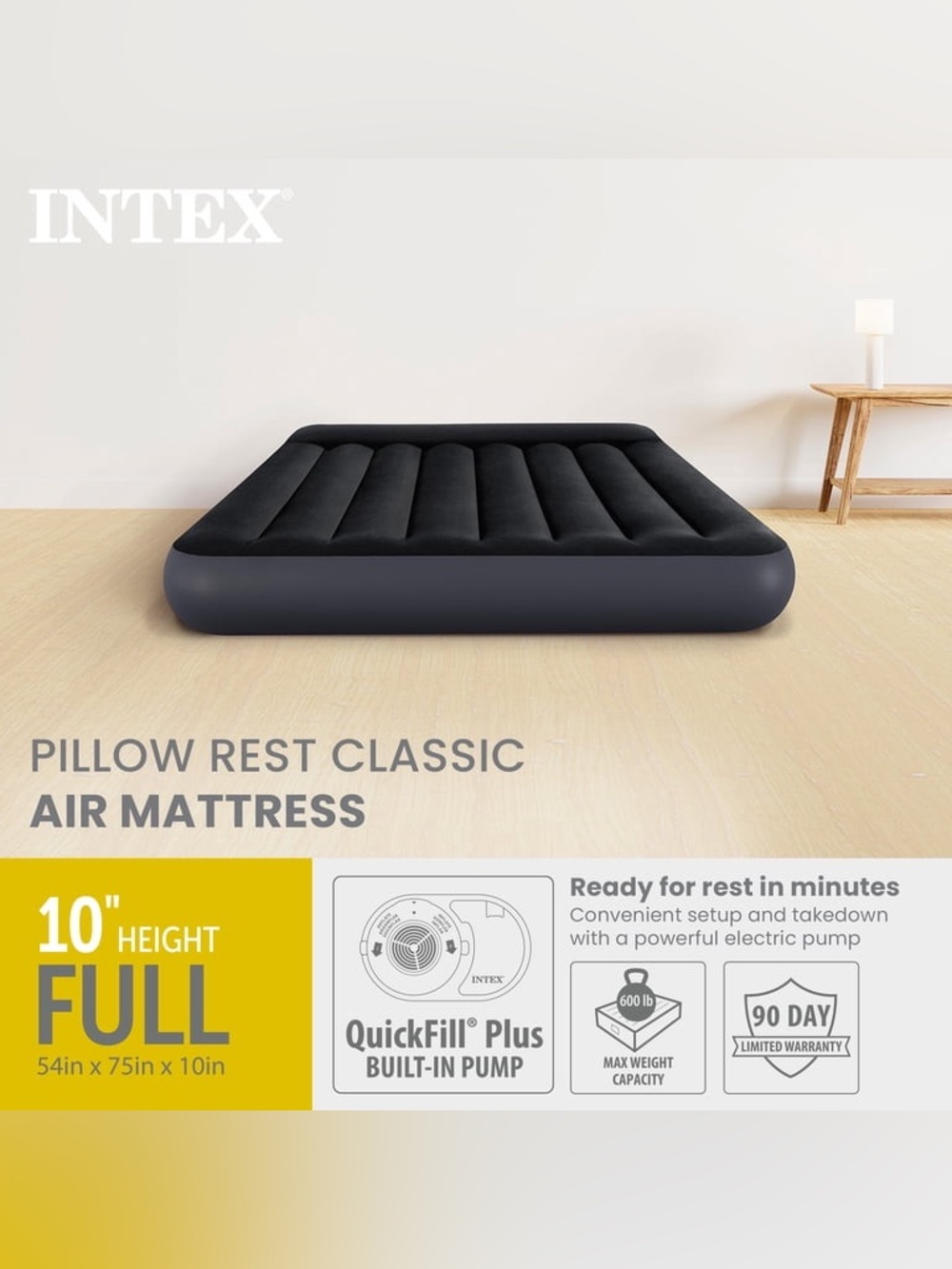 NEW INTEX Dura Beam Pillow Rest Standard Air Mattress Full 10”